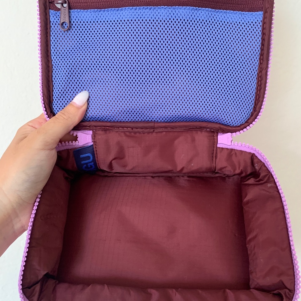 BAGGU Purple Floral Cosmetic Bag with Orange & Green Accents - Picture 4 of 6